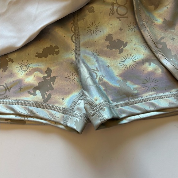 Disney 100th Anniversary Silver Holographic Stretch Skorts Bow Accent Girls 7/8 - Picture 3 of 10
